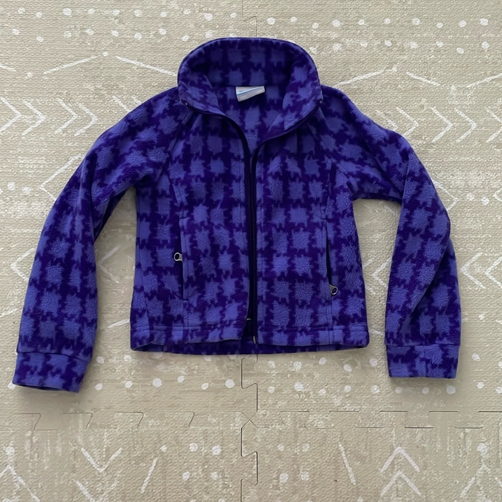 Colombia Toddler Jacket. Purple squiggle buffalo check